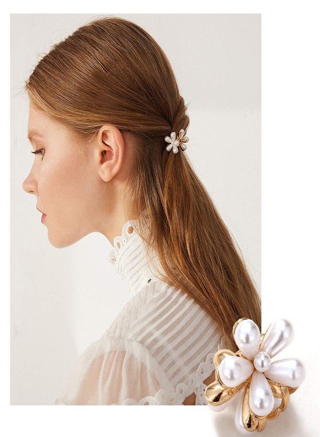 Toolzeen Mini Pearl Hair Barrettes for Women Girls, 10pcs Sweet Artificial Pearl Hair Clips, Flower Pins Clips for Party Wedding Daily - Image 2